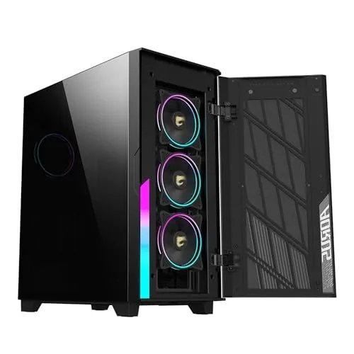 Gigabyte Technology ▫️ Gigabyte Aorus C500 - Caixa ATX de torre média em vidro, preta, painel TG, sem fonte de alimentação 2