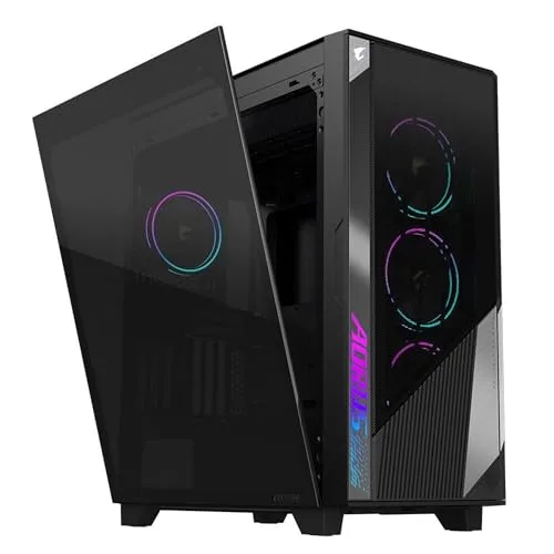 Gigabyte Technology ▫️ Gigabyte Aorus C500 - Caixa ATX de torre média em vidro, preta, painel TG, sem fonte de alimentação 3