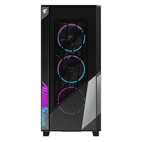Gigabyte Technology ▫️ Gigabyte Aorus C500 - Caixa ATX de torre média em vidro, preta, painel TG, sem fonte de alimentação 4