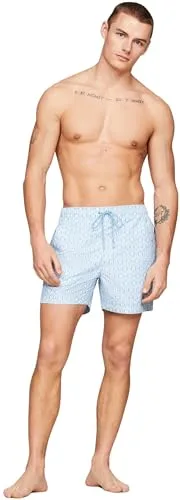 Tommy Hilfiger ▫️ Fato de banho para homem, tamanho médio, com cordão de ajuste e padrão, perna média 3