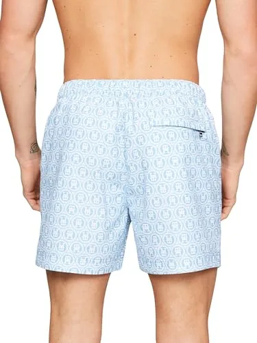 Tommy Hilfiger ▫️ Fato de banho para homem, tamanho médio, com cordão de ajuste e padrão, perna média 4