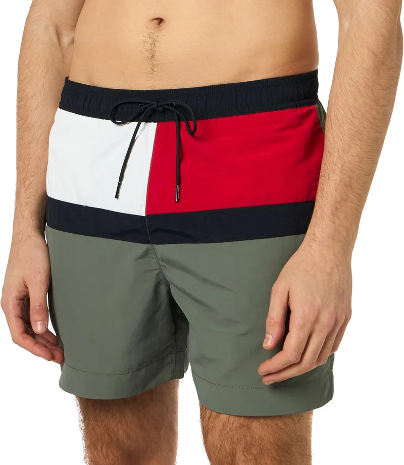 Tommy Hilfiger ▫️ Fato de banho para homem, tamanho médio, com cordão de aperto, perna média