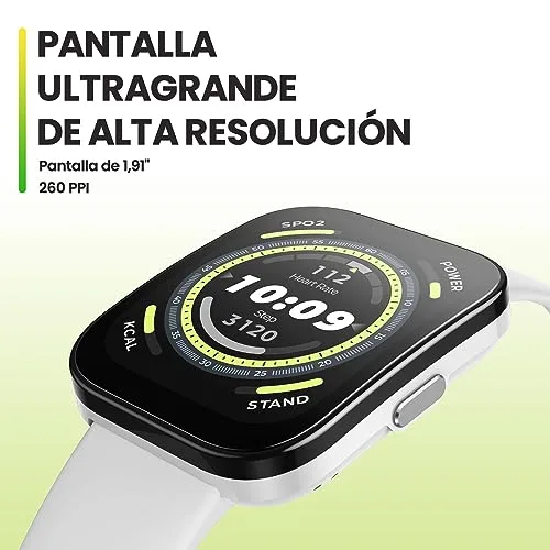Amazfit ▫️ Bip 5 Relógio Inteligente de 46 mm, Ecrã Grande de 1,91", Chamadas Bluetooth, Alexa integrada, GPS, bateria com autonomia de até 10 dias, relógio inteligente para homem e mulher 2