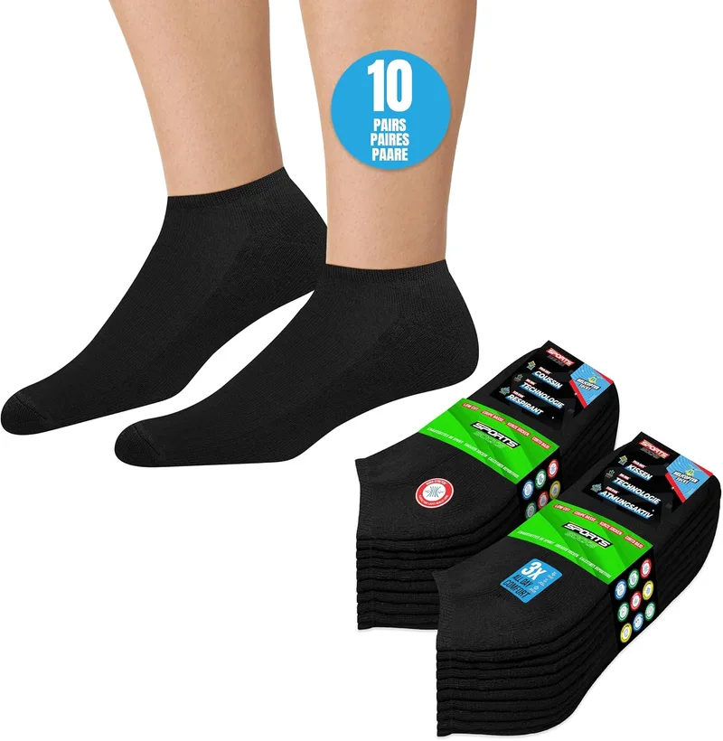 SOXCO ▫️ 10 pares de meias curtas para mulher e homem, de verão, em pacote de 10