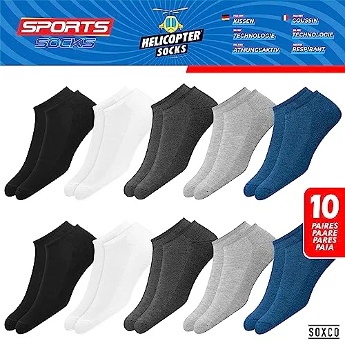 SOXCO ▫️ 10 pares de meias curtas para mulher e homem, de verão, em pacote de 10 3