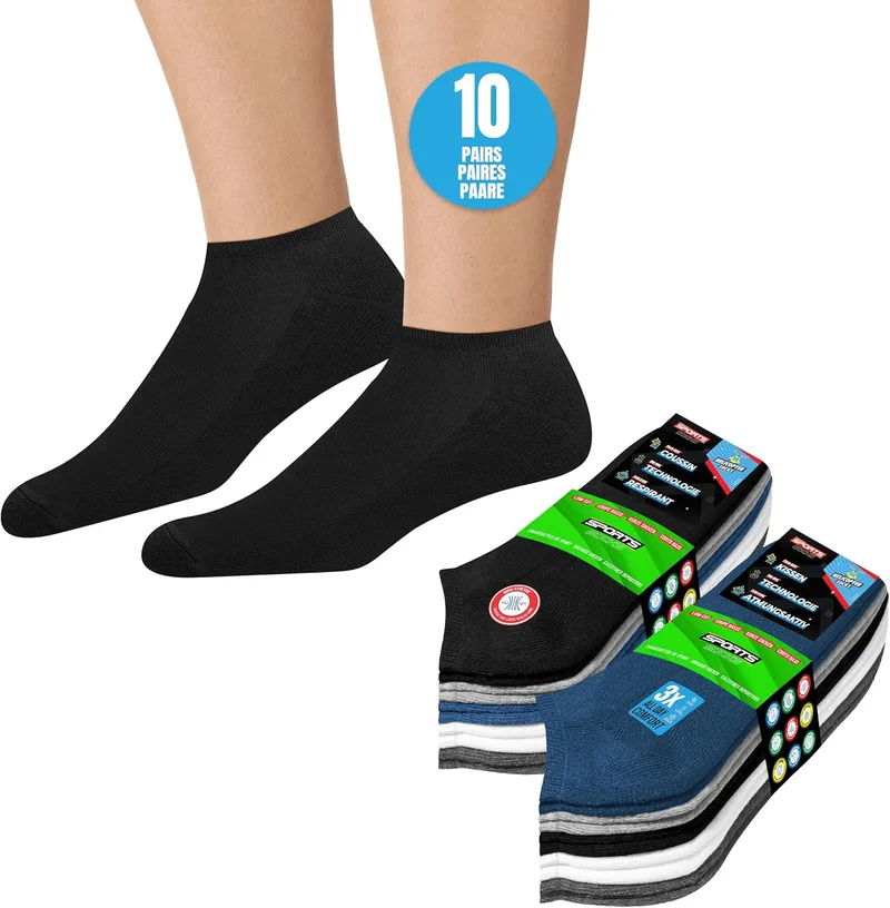 SOXCO ▫️ 10 pares de meias curtas para mulher e homem, de verão, em pacote de 10
