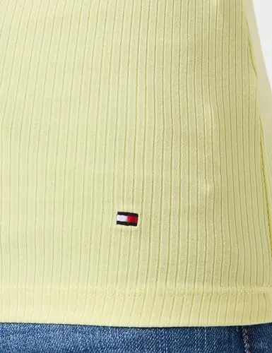 Tommy Hilfiger ▫️ Camiseta tipo top para mulher, corte justo, 5X2, com canelado elástico 4