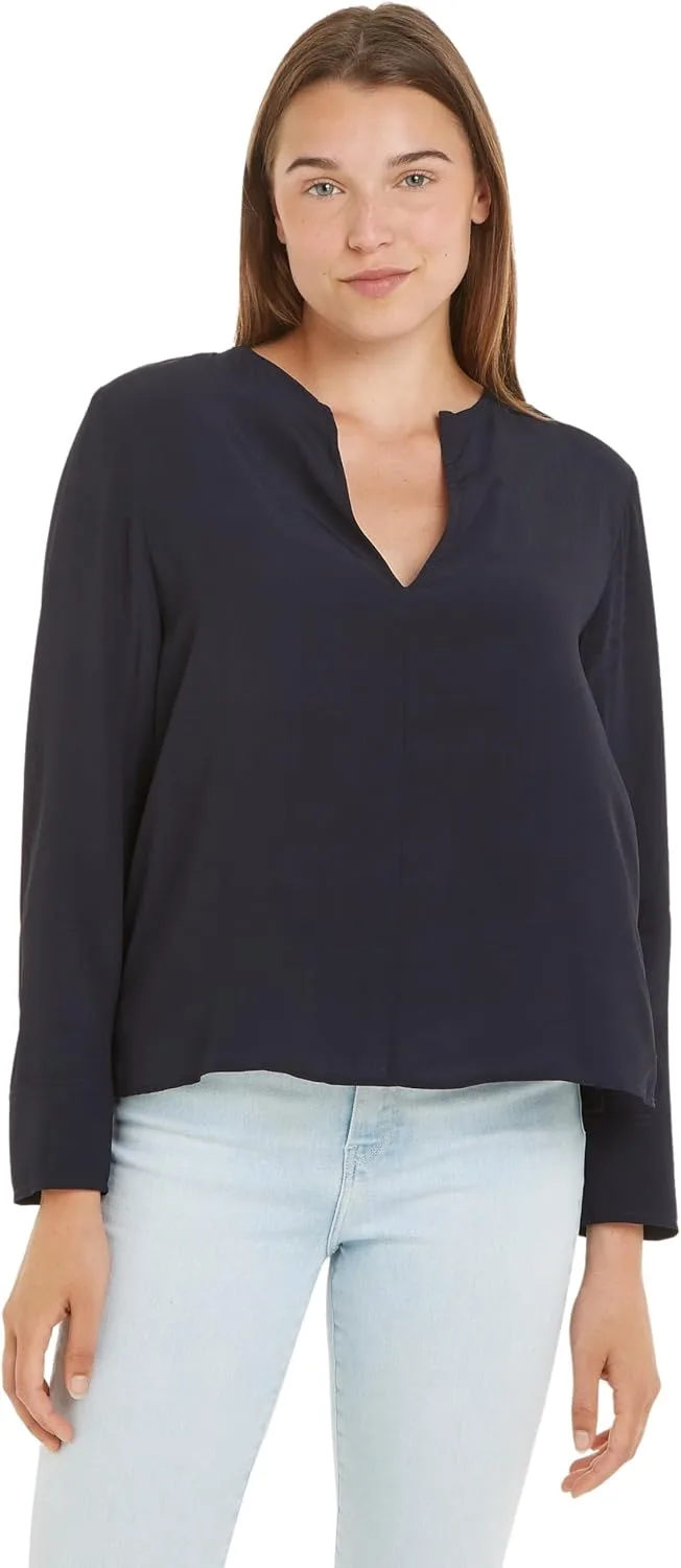 Tommy Hilfiger ▫️ Blusa para mulher em crepe com gola em V