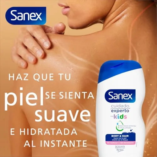 Sanex ▫️ Cuidado Experto Kids Gel de Banho, Embalagem de 6 unidades x 475 ml, Gel para crianças, hipoalergénico, 12 horas de hidratação, testado dermatologicamente, aprovado por pediatras 3