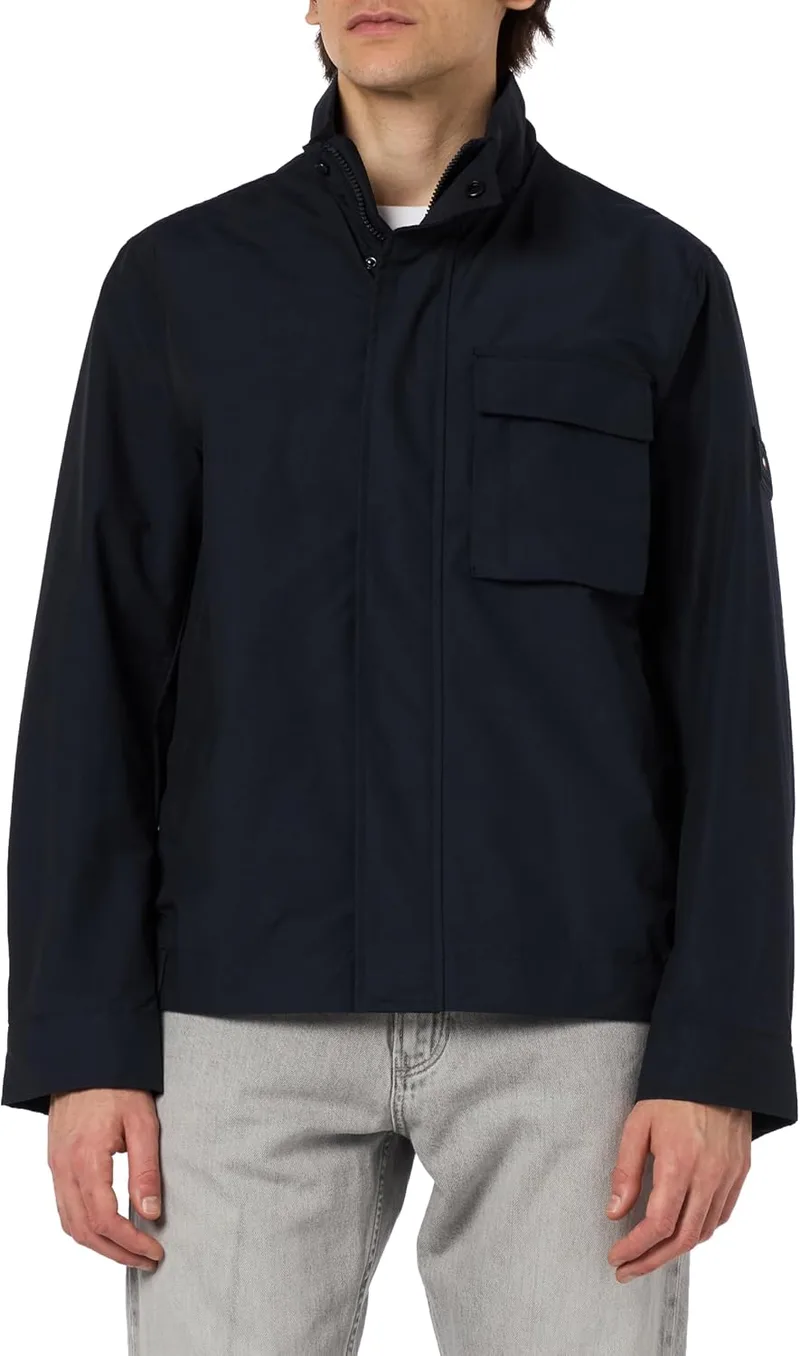 Tommy Hilfiger ▫️ Casaco de camisa com gola em pé CL Mw0mw34957 Casacos de tecido para homem