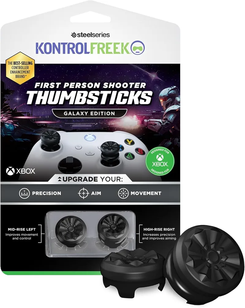 KontrolFreek ▫️ FPS Freek Galaxy Preto para Controlador Xbox One e Xbox X Series | 2 Thumbsticks de Desempenho | 1 Punho Alto, 1 Punho Médio | Preto (Edição Limitada)