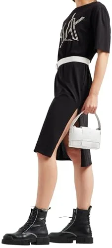 Armani Exchange ▫️ Sustainable, com estampado de logótipo grande, decote redondo, vestido casual para mulher 5