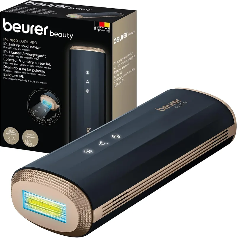Beurer ▫️ IPL 7800 PRO - Aparelho de depilação com tecnologia de arrefecimento, 5 níveis de intensidade, até 1 milhão de pulsos de luz, para braços, pernas, rosto, zona do biquíni e axilas, para homens e mulheres
