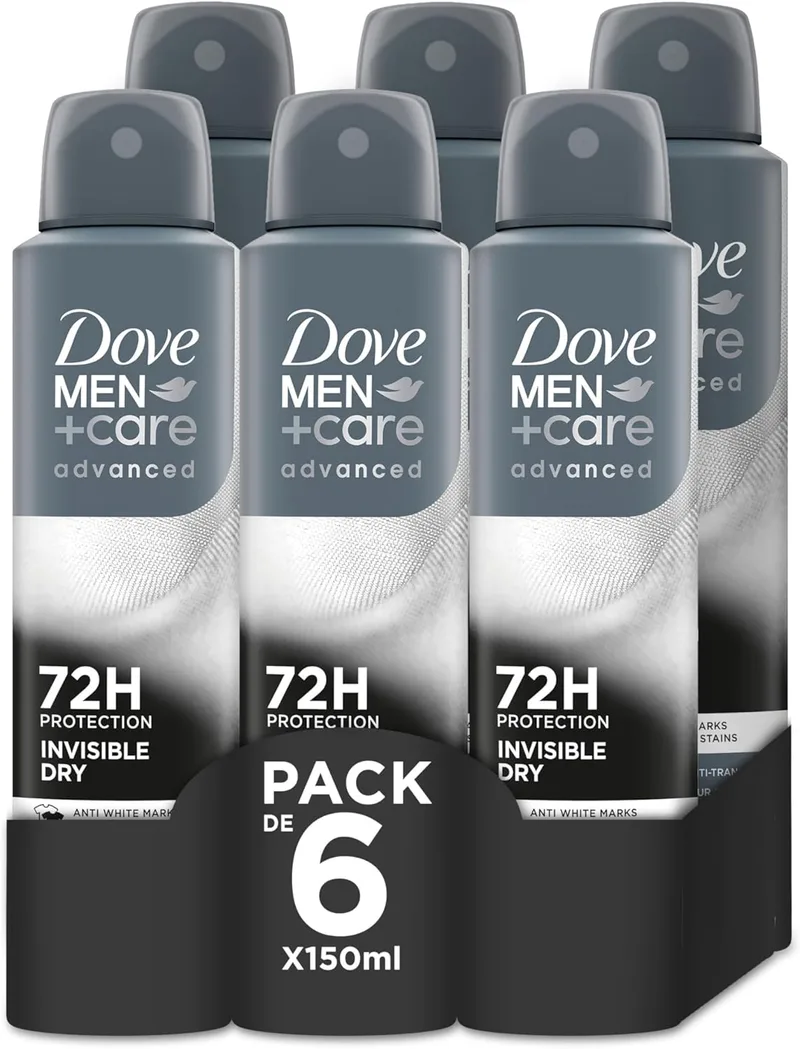 Dove ▫️ Men+Care Spray Seco Invisível 72h 150 ML, embalagem com 6 unidades,