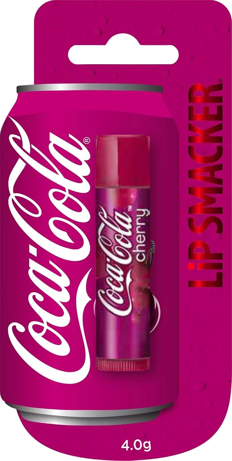 Lip Smacker ▫️ Coca-Cola Collection, Bálsamo labial com sabor a Coca-Cola de cereja, inspirado na Coca-Cola, hidrata e refresca, embalagem individual em blister