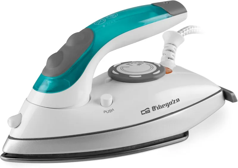 Orbegozo ▫️ Ferro a vapor SV 1020 900-1100W, engomar a seco ou a vapor, base antiaderente, pulverização de água, design compacto para viagem, dupla voltagem 110-120V~/220-240V~50/60Hz