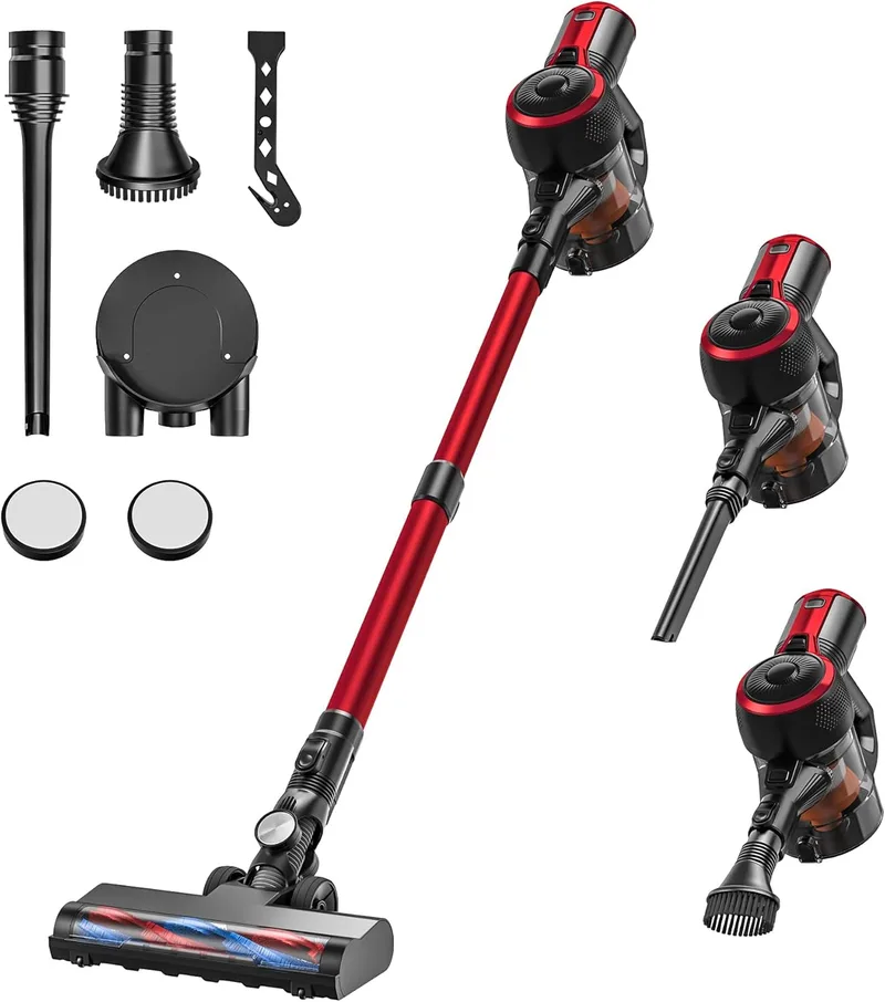 CONOPU ▫️ Aspirador de vassouras sem fios 25Kpa, 2 modos, luzes LED, tubo telescópico, bateria amovível, indicador do estado de energia, até 38 minutos de funcionamento