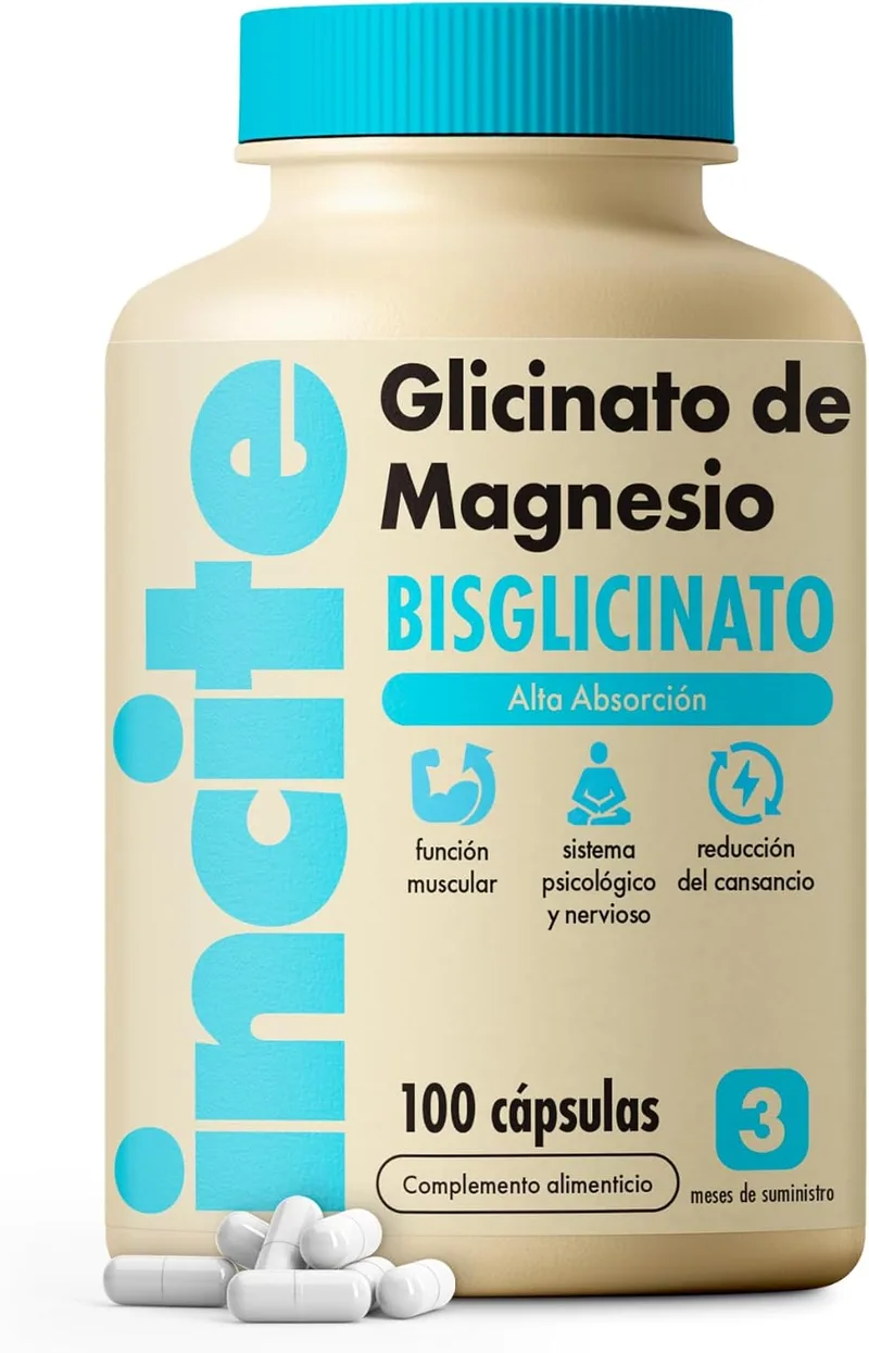 Incite Nutrition ▫️ Bisglicinato de magnésio - 500 mg - Alta potência 100 cápsulas veganas (3 meses de fornecimento) - Bisglicinato de magnésio - Alta biodisponibilidade - Melhoria do sono - Glicinato de magnésio para dormir