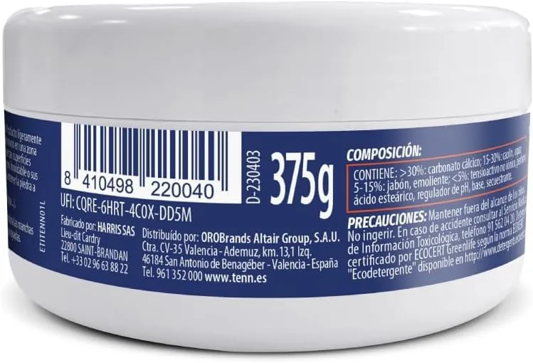 Tenn ▫️ Piedra Blanca Limpieza 375 g: Produto de limpeza universal com argila — Desengordura e dá brilho a todas as superfícies 3