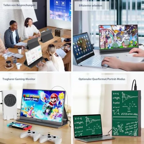 CUIUIC ▫️ Monitor portátil de 15,6" com ligação USB-C, 1080P HDR, com suporte e capa 7