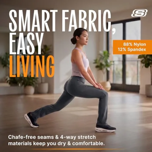 Skechers ▫️ Go Walk Calças de Cintura Alta Joy – Elásticas em 4 direções, com absorção de humidade, cintura em camadas - Leggings para mulher 4