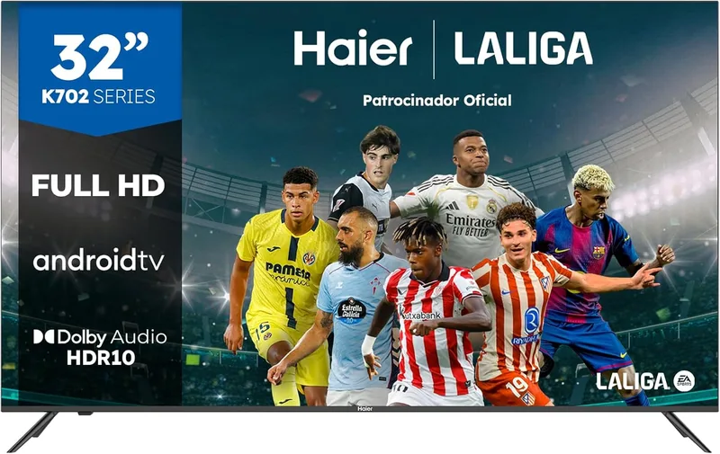 Haier ▫️ Diret LED Full HD H32K702FG - 32", Smart-TV, HDR, Dolby Audio, Android 11, Google Assistant, Bluetooth 5.1, DBX TV, HDMI 2.1 x 3, sem moldura