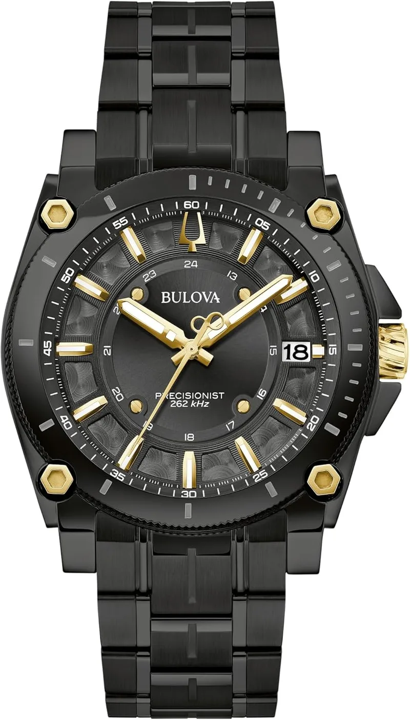 Bulova ▫️ Relógio de quartzo analógico para homem com bracelete em aço inoxidável 98B408