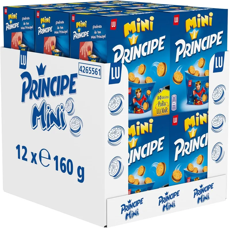 Principe ▫️ Mini, Biscoitos Sanduíche Recheados com Creme de Chocolate ao Leite, Embalagem de 12 x 160g