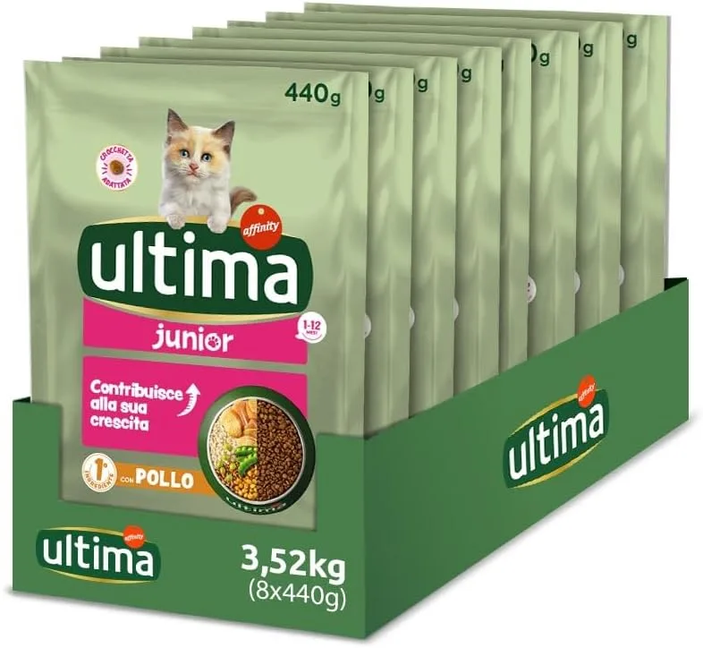 ultima ▫️ Ração para Gatos Júnior com Frango: Caixa de 8 x 440 g