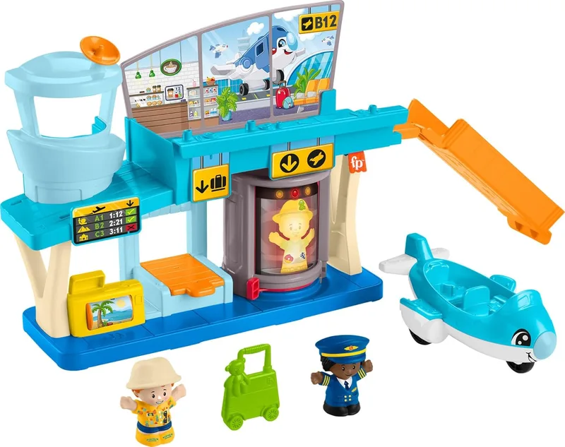 Little People ▫️ Fisher-Price Airport Play Set com avião e figuras, brinquedo para bebé +1 ano (Mattel HTJ26)