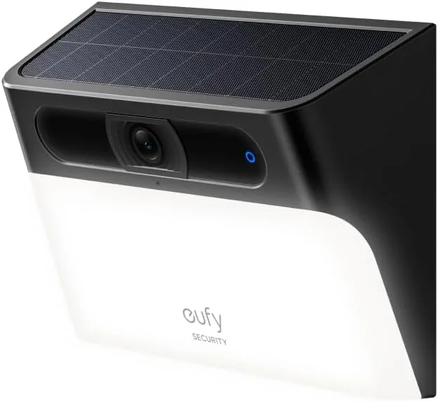 eufy Security ▫️ Câmara de Parede Alimentada a Energia Solar S120, Câmara Solar Exterior Sem Fios, Câmara 2K, Energia Inesgotável, Luz Activada por Movimento, Deteção de IA, IP65 à Prova de Água, Holofote