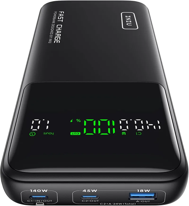 INIU ▫️ Banco de potência 27000mAh 140W Bateria externa de carregamento rápido, bateria portátil PD3.1 Powerbank USB C Entrada e saída compatível com MacBook Pro Steam Deck iPhone 16 15 14 13 12 Pro MAX Plus iPad etc.