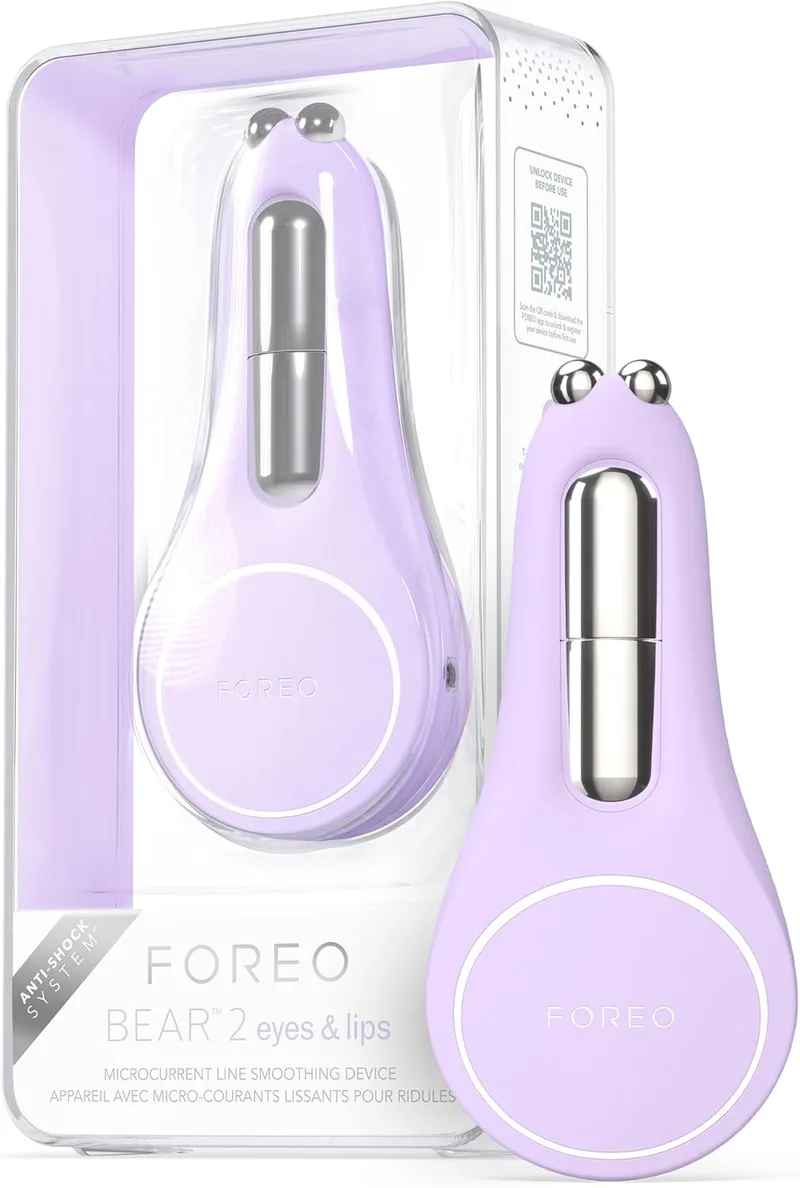 FOREO ▫️ BEAR 2 olhos e lábios, Dispositivo rejuvenescedor por microcorrentes, Lifting facial imediato, Massajador ocular, Tratamento anti-olheiras, Lavanda | Dispositivo de microcorrentes, Massajador ocular, Volumizador de lábios, Lifting, Olheiras, Lifting de sobrancelhas, Reafirmante
