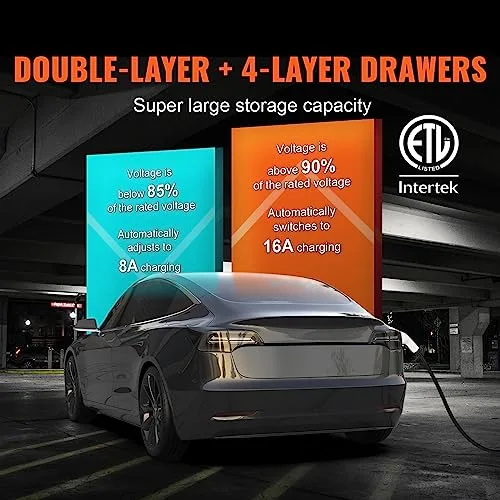 VEVOR ▫️ Carregador portátil para veículos elétricos Tipo 2 Carregador para automóvel elétrico 16 A 3,7 kW com cabo CEE 7 de 8,6 m e7, estação de carregamento IEC62196, à prova de água IP66, com bolsa de armazenamento, gancho e cabo de carregamento 4