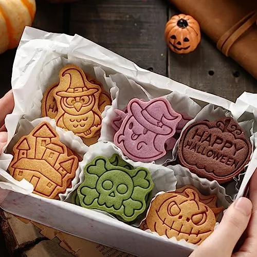 Yealoo ▫️ Conjunto de 8 formas para bolachas de Halloween, forma 3D em plástico. 2
