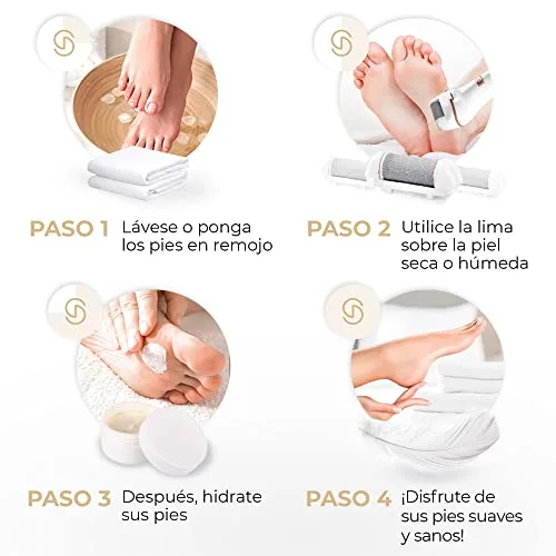 Essy ▫️ Lima Aparelho Elétrico para Pés com 5 Rolos de Recambio (Branco) 4