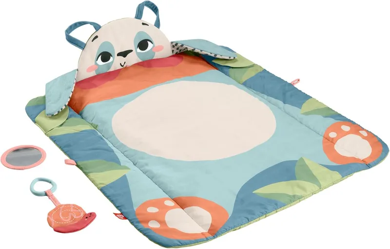 Fisher-Price ▫️ Planet Friends Tapete Panda 3 em 1 com Manta de Atividades, para recém-nascidos, fabricado com 90% de plástico reciclado e embalagem com certificação FSC, (65 HKD)
