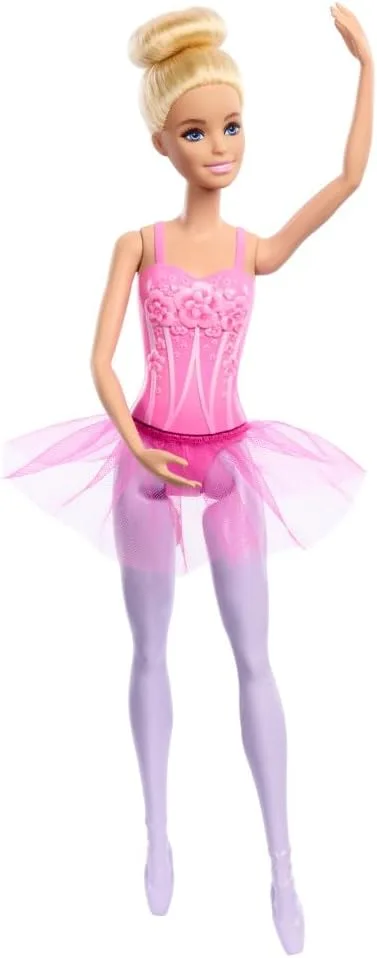 Boneca Barbie Bailarina Loira Articulada com Tutu Rosa e Laço, Brinquedo +3 anos (Mattel HRG34)