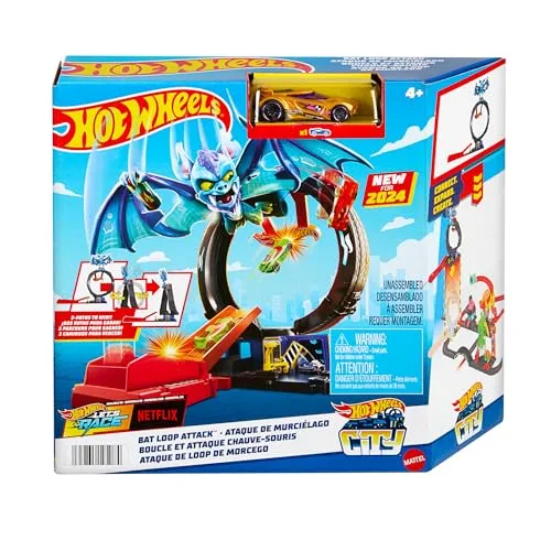 Hot Wheels ▫️ Conjunto de brinquedos City «Ataque do Morcego» e carro de brincar à escala 1:64 6