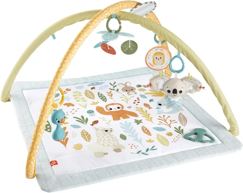 Fisher-Price ▫️ Sensimals Simply Senses Ginásio para bebés Tapete de actividades Simply Senses com brinquedos sensoriais para recém-nascidos (Mattel HRB15)