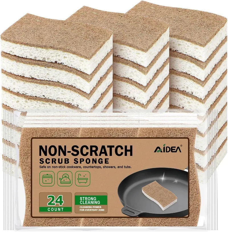 AIDEA ▫️ Esponjas Naturais, 24 unidades, esponjas de celulose para pratos, esponja de limpeza