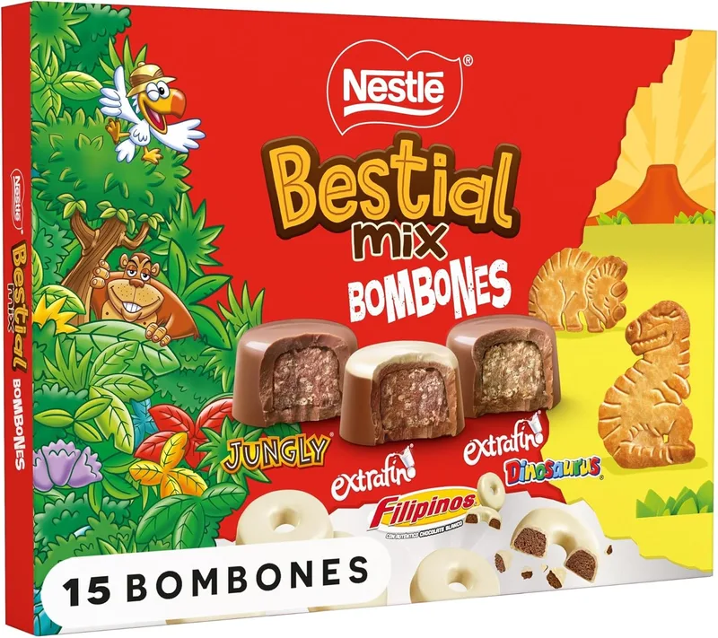 JUNGLY ▫️ NESTLÉ BESTIAL MIX Sortido de chocolates de chocolate de leite Caixa 187g