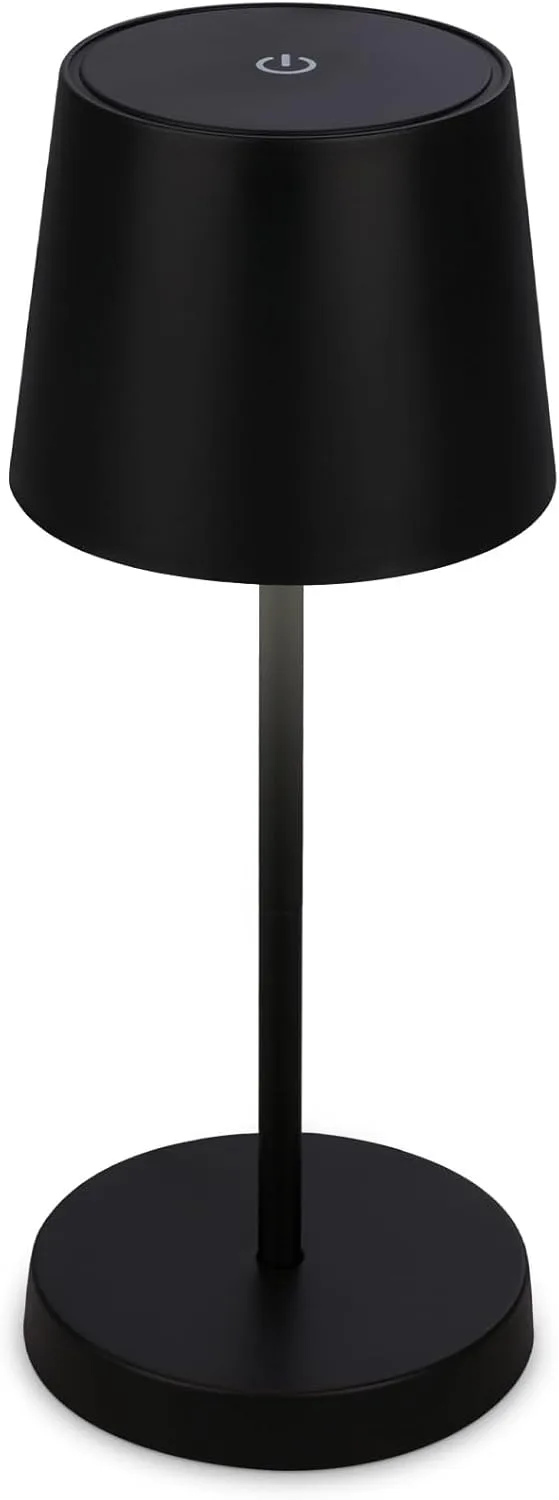 Briloner ▫️ Luz tátil LED regulável, IP44, USB-C, luz branca quente, sem fios, recarregável, portátil, para campismo e secretária, 26x10cm, preto, Cor: preto