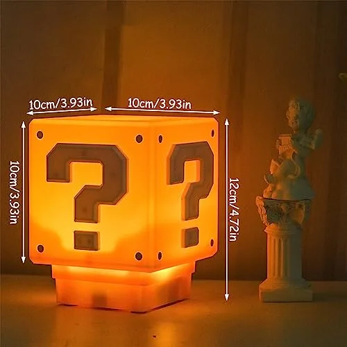 Gobesty ▫️ Luzes noturnas com ícones 3D, candeeiro em forma de cubo, tijolo quadrado com som para o quarto, candeeiro de secretária para crianças, candeeiro de mesa para o quarto, candeeiro noturno em forma de brinquedo 3