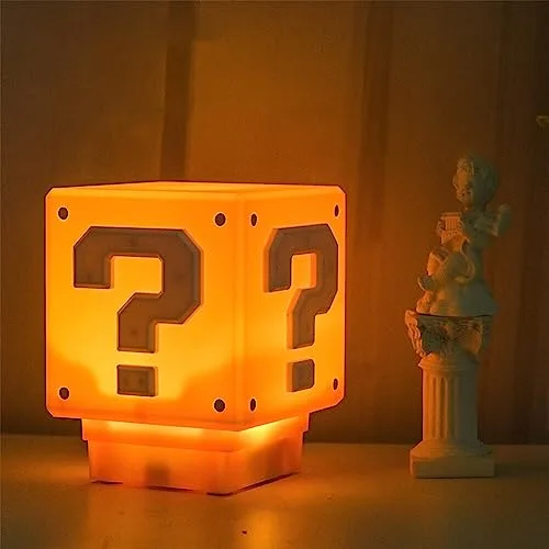 Gobesty ▫️ Luzes noturnas com ícones 3D, candeeiro em forma de cubo, tijolo quadrado com som para o quarto, candeeiro de secretária para crianças, candeeiro de mesa para o quarto, candeeiro noturno em forma de brinquedo 7