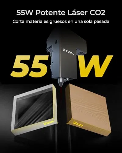 xTool ▫️ P2S 55 W, cortador e gravador a laser de CO₂, cortador a laser inteligente, câmara dupla inteligente de 16 MP, gravação 3D em superfícies curvas, crie com madeira, metal, acrílico, vidro, tecido e couro 4
