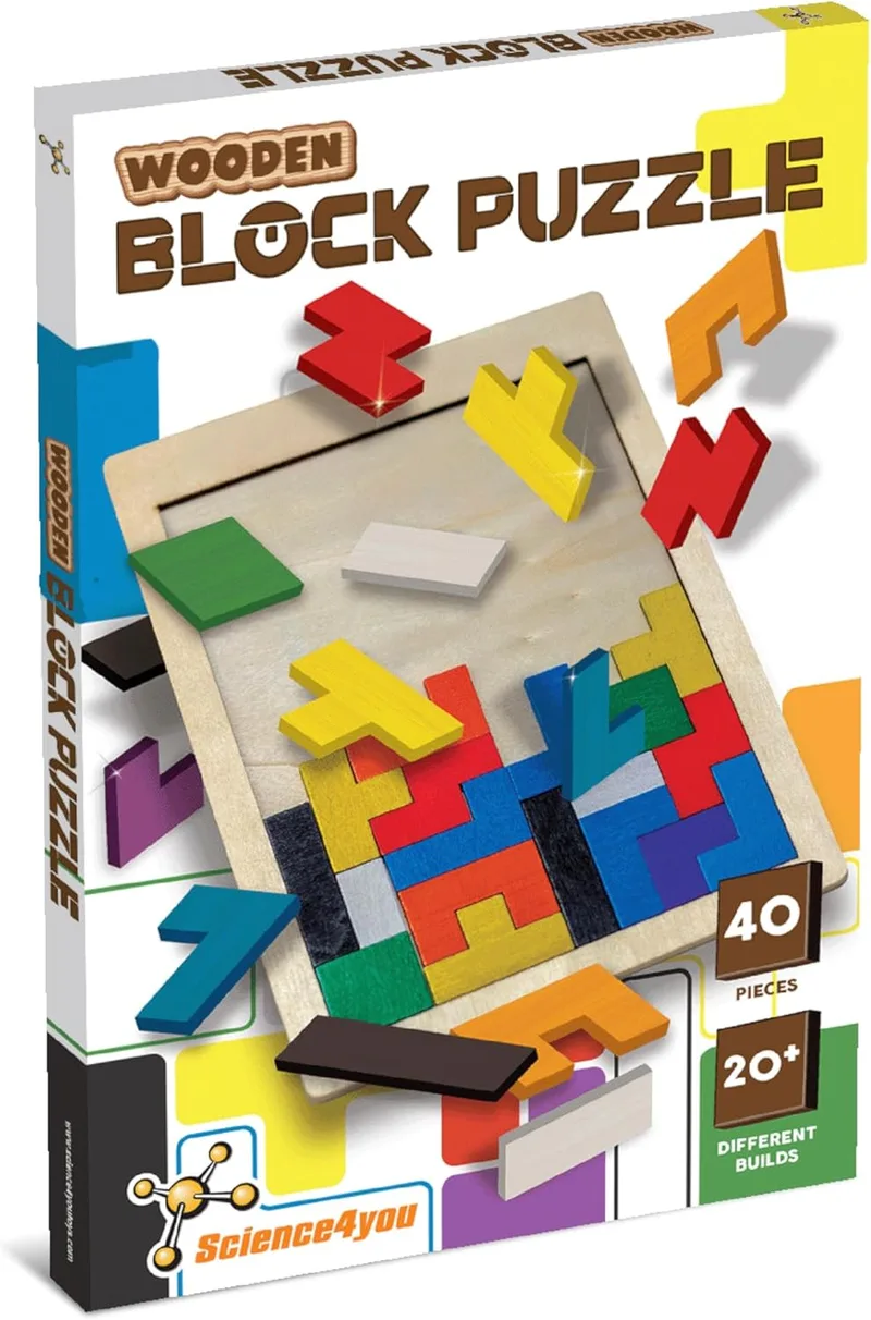 Science4you ▫️ 40 Peças de Madeira, Puzzle 3 Anos - Puzzle Tangram em Madeira, Famoso Jogo Vintage, Jogo Mental para Crianças, Brinquedo Educativo Montessori para Rapazes e Raparigas 3 4 5 6+ Anos
