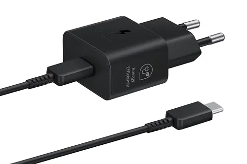 Samsung ▫️ Carregador de viagem de 25 W EP-T2510X PD 3.0 com cabo Type-C para Type-C (1 m) Preto UE (EP-T2510XBEGEU) 3