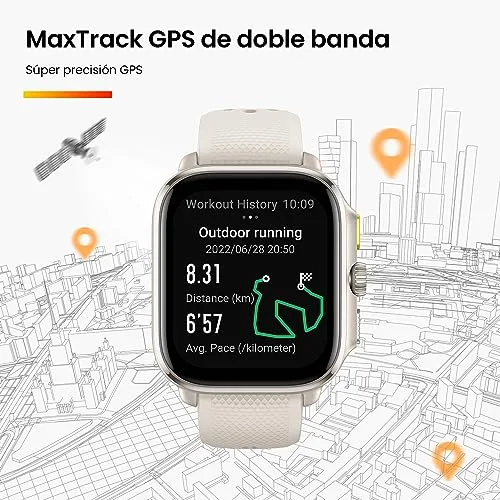 Amazfit ▫️ Cheetah Square 44 mm – Relógio inteligente leve para corrida com GPS de banda dupla, mapas offline, monitorização da frequência cardíaca e do oxigénio no sangue, Zepp Fitness 4