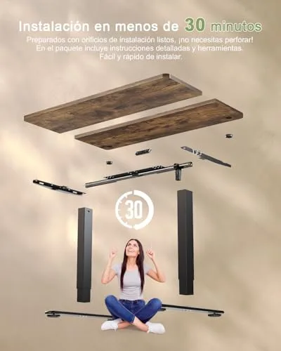 JUMMICO ▫️ Secretária Elevável Elétrica com Carregador USB, Secretária Ergonómica com Altura Ajustável, Secretária para Trabalhar em Pé com Painel Inteligente e Funções de Memória, Secretária para Trabalhar em Pé 100 x 60 cm, Castanho 4